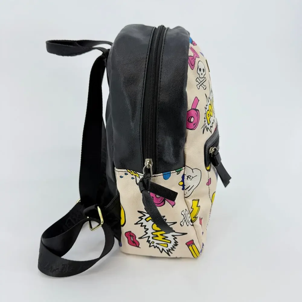 Betsey Johnson Pow Meow Mini Backpack Retro Comic Book Cartoon Style 13x10x5
